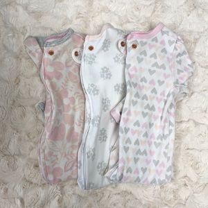 3 pack baby girl footed jammies
